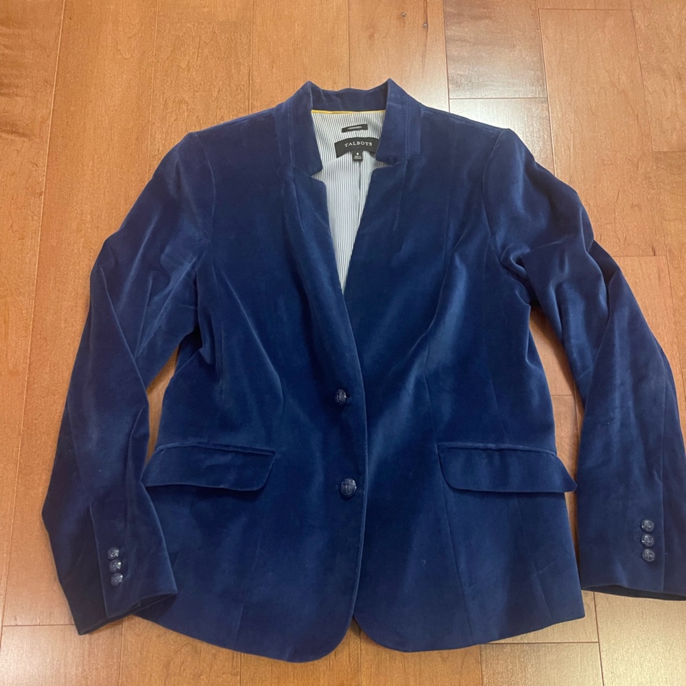 Talbots Women's Velvet Navy Blazer Jacket